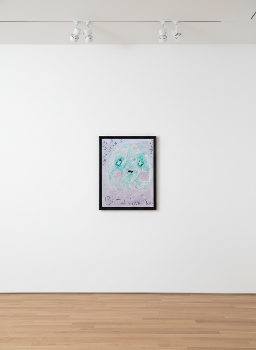 Adam Handler - But I Love You Ghost, 2021, Oil stick and pencil on heavy weight paper
Framed in a white 1 in. frame, ¾ in ...