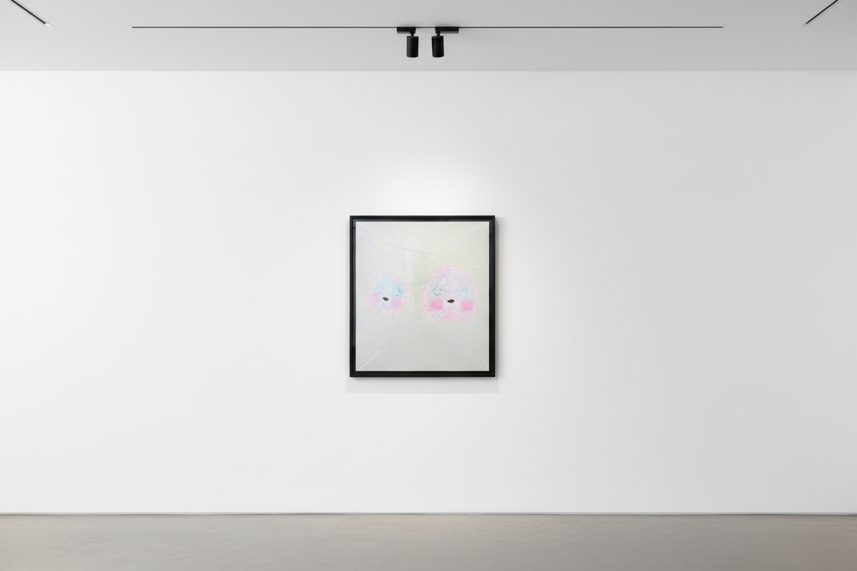 Adam Handler - Pale Celery Ghost Buddies, 2023, Oil stick on linen