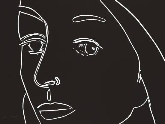 Alex Katz - Ada (black), 2022, 1 Color Woodcut on Somerset Satin White, 300 gsm
