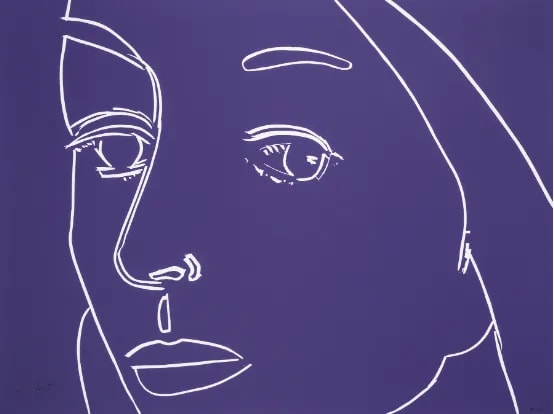 Alex Katz - Ada (purple), 2022, 1 Color Woodcut on Somerset Satin White, 300 gsm