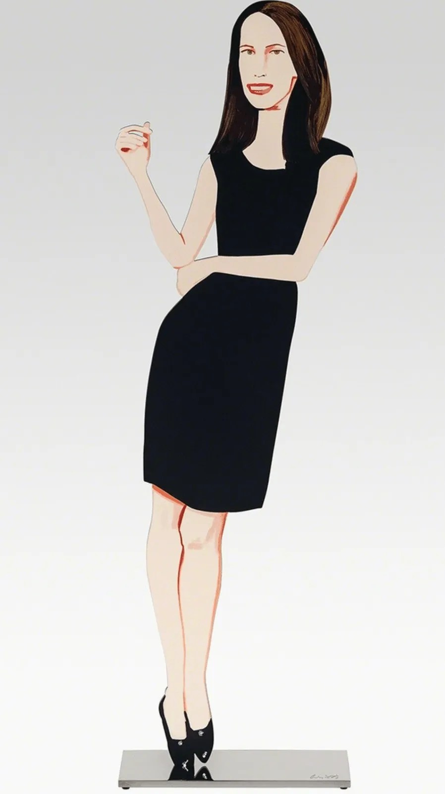 Alex Katz - Black Dress 2 (Christy), 2018, Cutout from shaped shaped powder-coated aluminum, printed on each side with UV ...