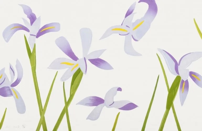 Alex Katz - Blue Flags, 2014, Japanese woodblock in seventeen colors