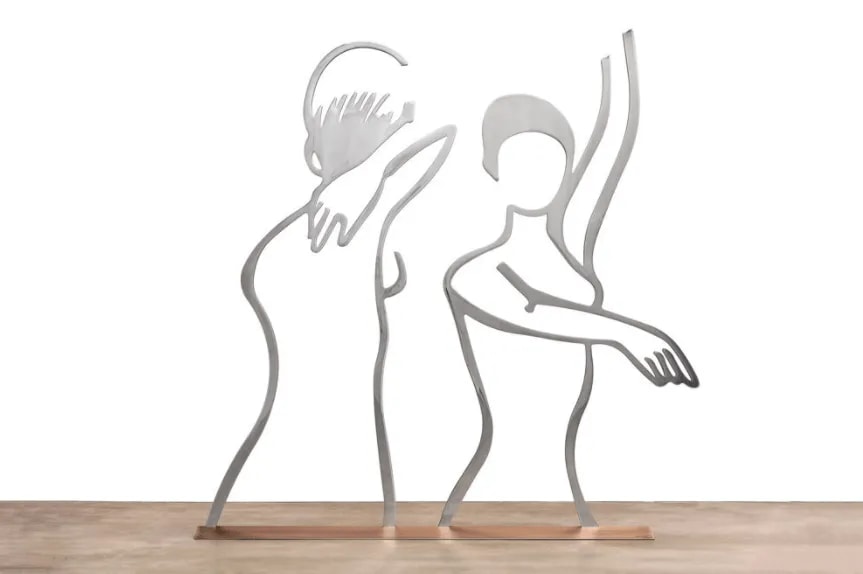 Alex Katz - Dancers Outline, 2019, Mirror polished stainless steel on bronze base