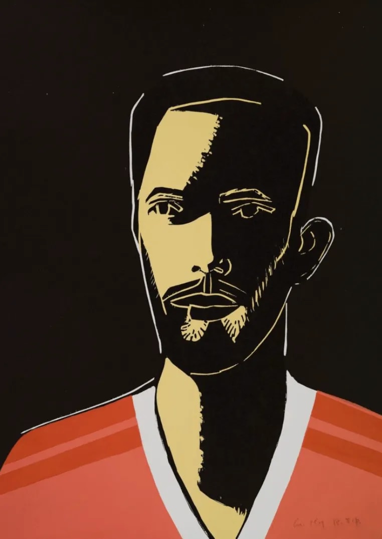 Alex Katz - Daniel, 2016, 2-color woodblock with 2-color pochoir on Somerset Satin White 300 gsm fine art paper