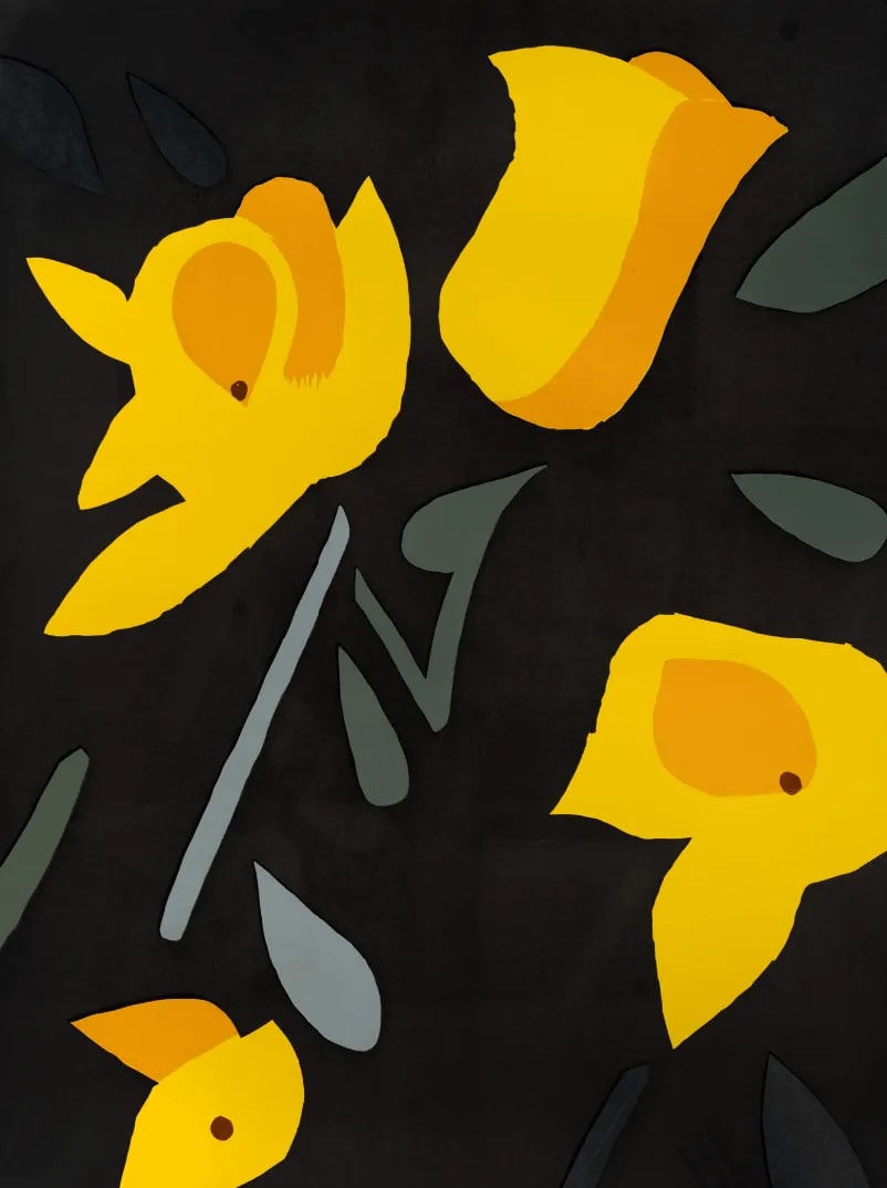 Alex Katz - Freesia, 2023, 7-color woodcut on Somerset white 500 gsm