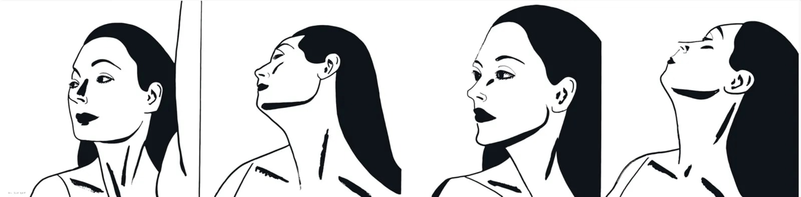 Alex Katz - Laura x 4, 2018, Photoengraving and aquatint on Saunders Waterford Smooth HP High White 425 gsm