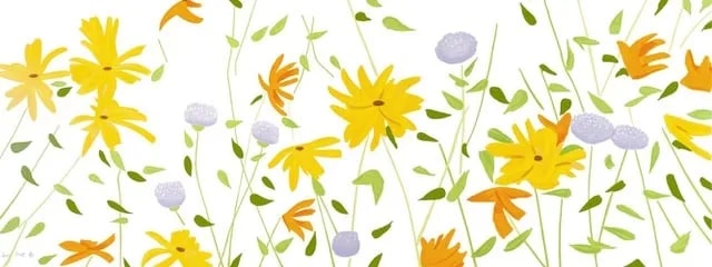 Alex Katz - Summer Flowers, 2018, Enamel-based silkscreen inks printed on gessoed canvas stretched to the artist's specifi...