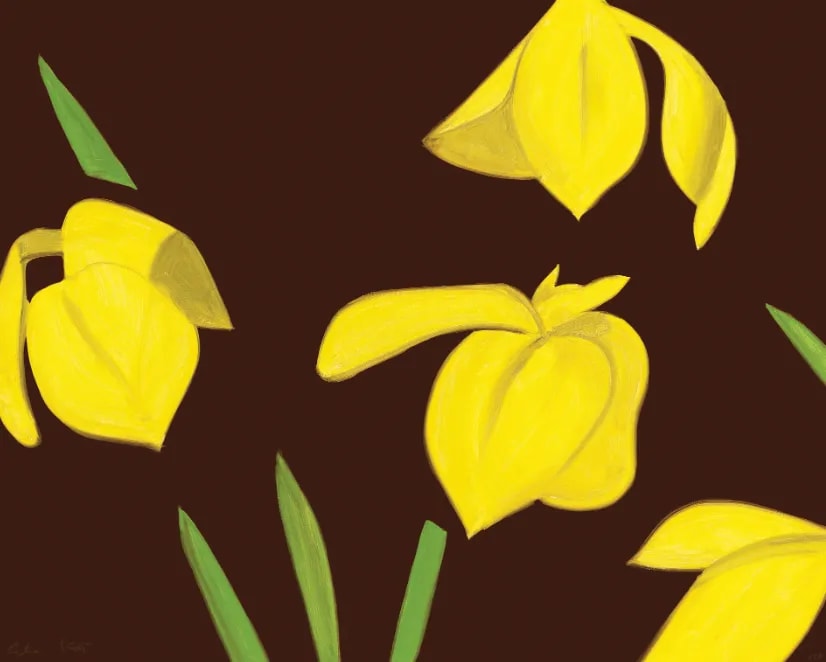 Alex Katz - Yellow Flags on Brown, 2023, Archival pigment ink print, on Innova Etching Cotton Rag 315 gsm