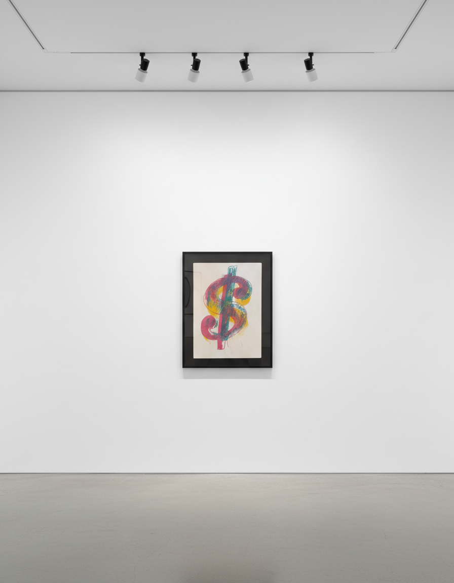 Andy Warhol - $ (1) F.S. IIIA.28, 1981, Lithograph on silk handkerchief