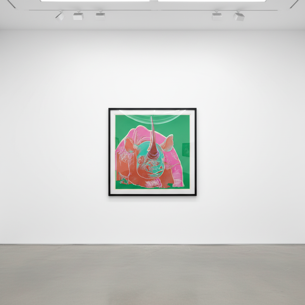 Andy Warhol - Black Rhinoceros, from Endangered Species (F.S. 301), 1983, Unique screenprint in colours, on Lenox Museum B...