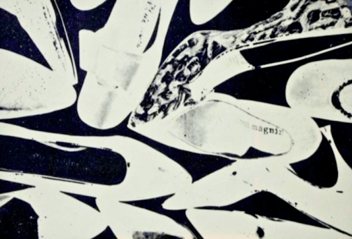 Andy Warhol - Diamond Dust Shoes Black & White (Unique), 1980, Screen print with diamond dust on Arches Aquarelle paper