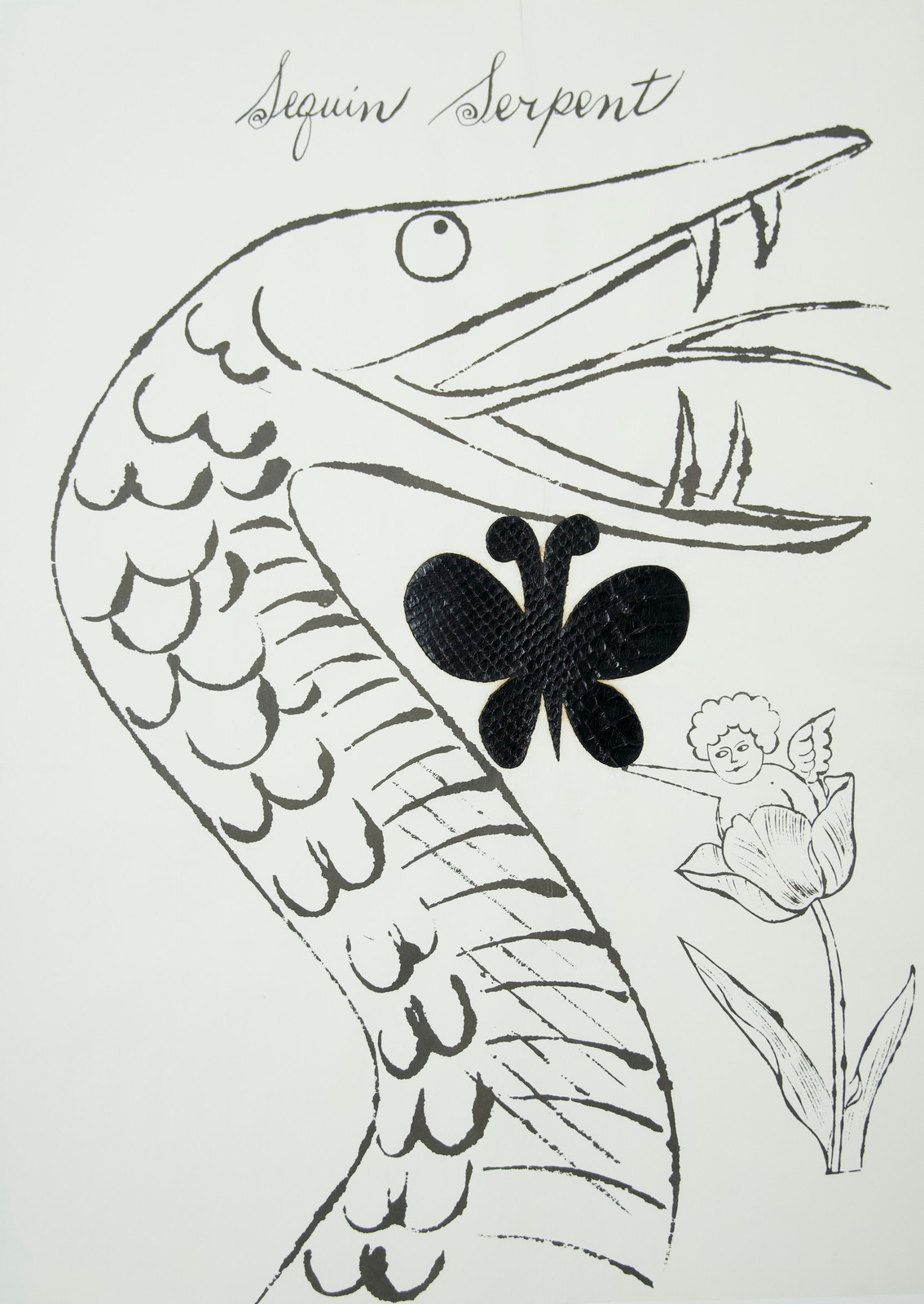 Andy Warhol - From The Wonderful World of Fleming-Joffe, Sequin Serpent, 1960, Photo lithographed illustration with leathe...