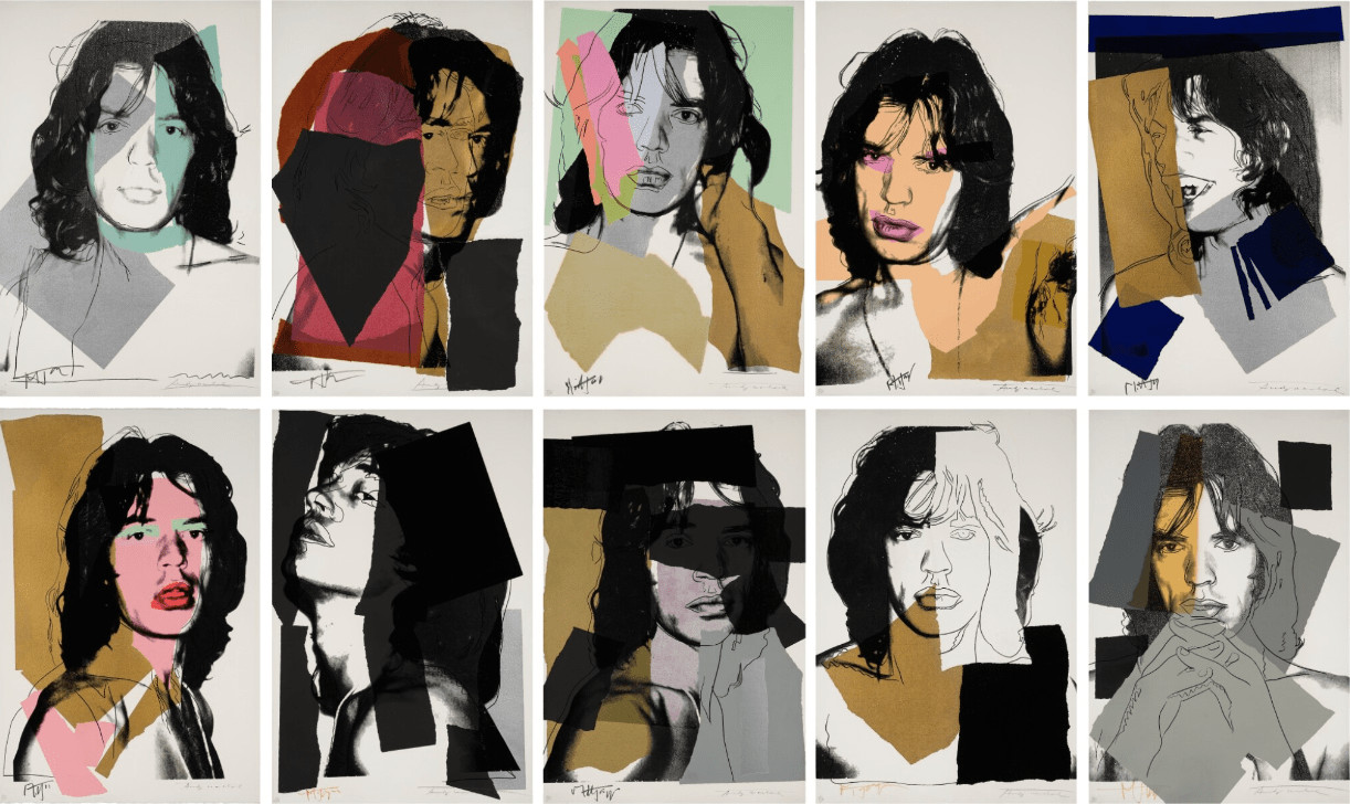 Andy Warhol - Mick Jagger F.S. II 138-147, 1975, The complete set of ten screen prints in colors on Arches Aquarelle paper