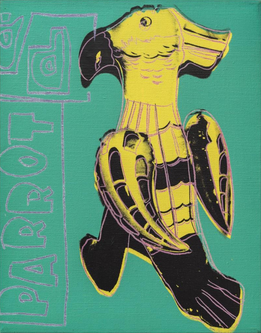 Andy Warhol - Parrot from Toy Paintings, 1983, Acrylic and silkscreen on canvas