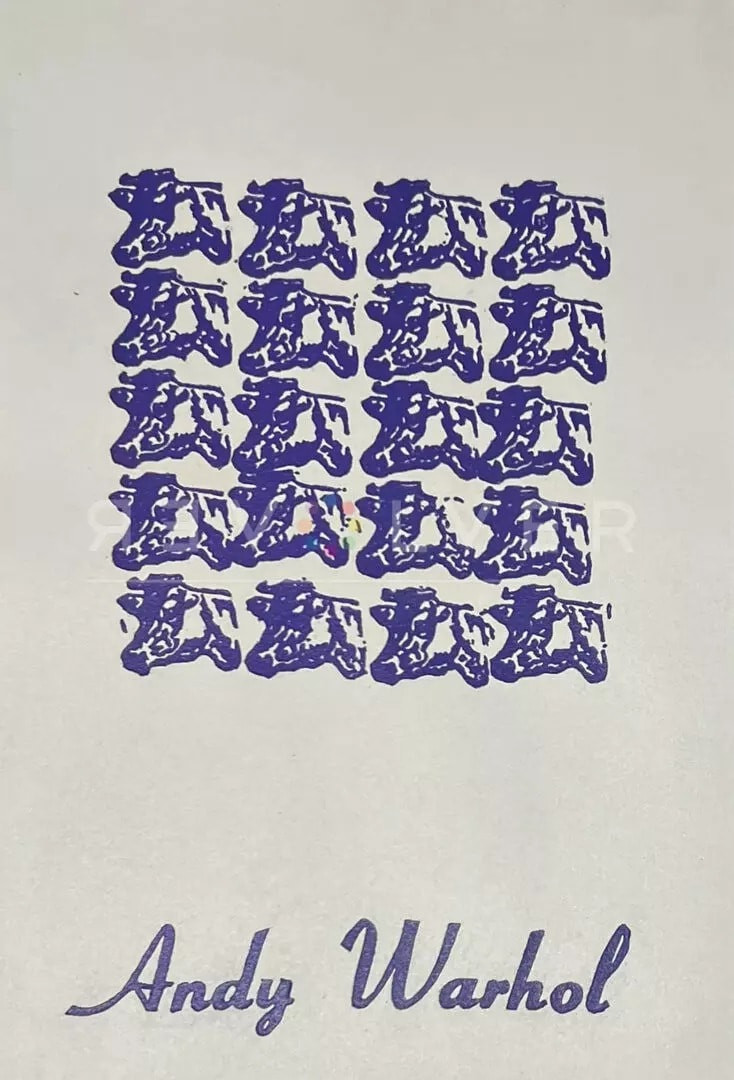 Andy Warhol - Purple Cows (FS II.17A), 1967, Rubber stamp print on Rives paper