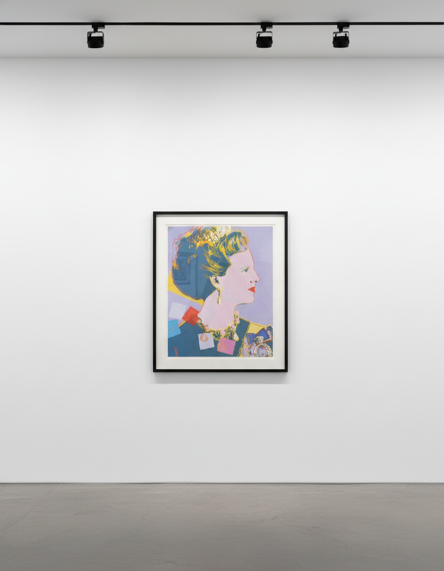 Andy Warhol - Queen Margrethe II of Denmark F.S. II 342 (Royal Edition), 1985, Screen print on Lenox Museum Board with dia...