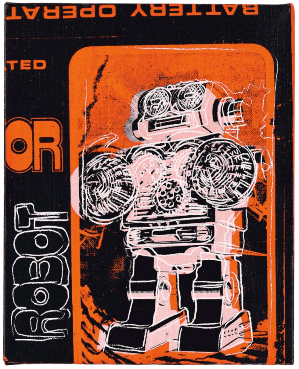 Andy Warhol - Robot from Toy Paintings, 1983, Acrylic and silkscreen on canvas