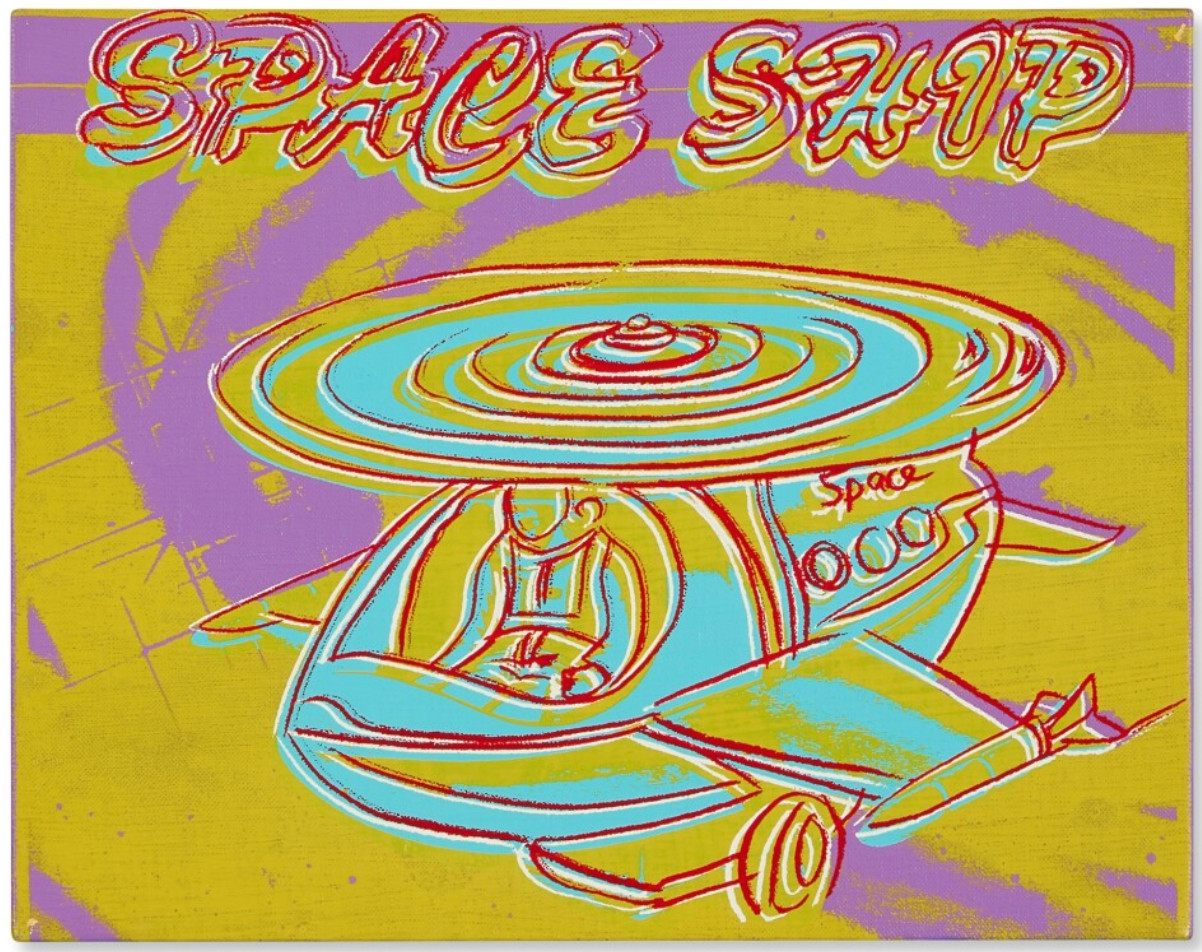 Andy Warhol - Space Ship from Toy Paintings, 1983, Acrylic and silkscreen ink on canvas