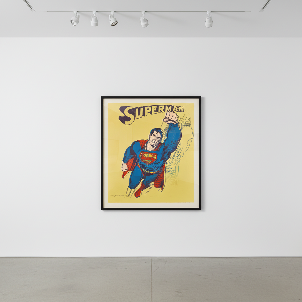Andy Warhol - Superman Trial Proof TP 19/30 from Myths, 1981, Screen print in colors with diamond dust on Lenox Museum Board
