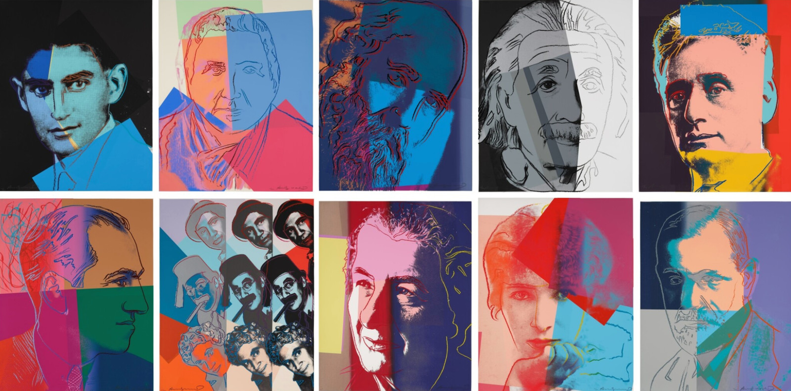 Andy Warhol - Ten Portraits of Jews of the Twentieth Century F.S. II 226-235, 1980, Portfolio of ten screen prints on Leno...