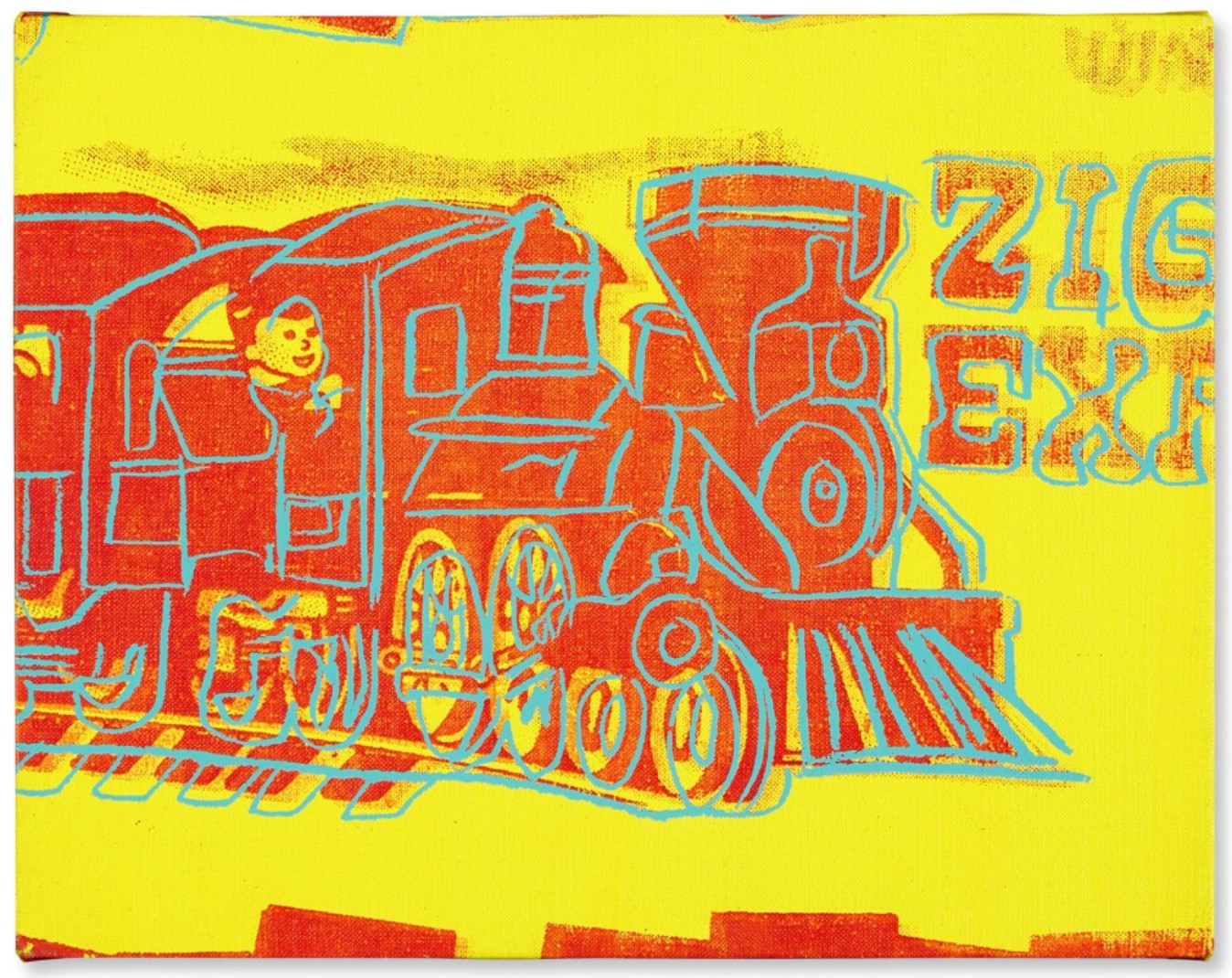 Andy Warhol - Train from Toy Paintings, 1983, Acrylic and silkscreen ink on canvas