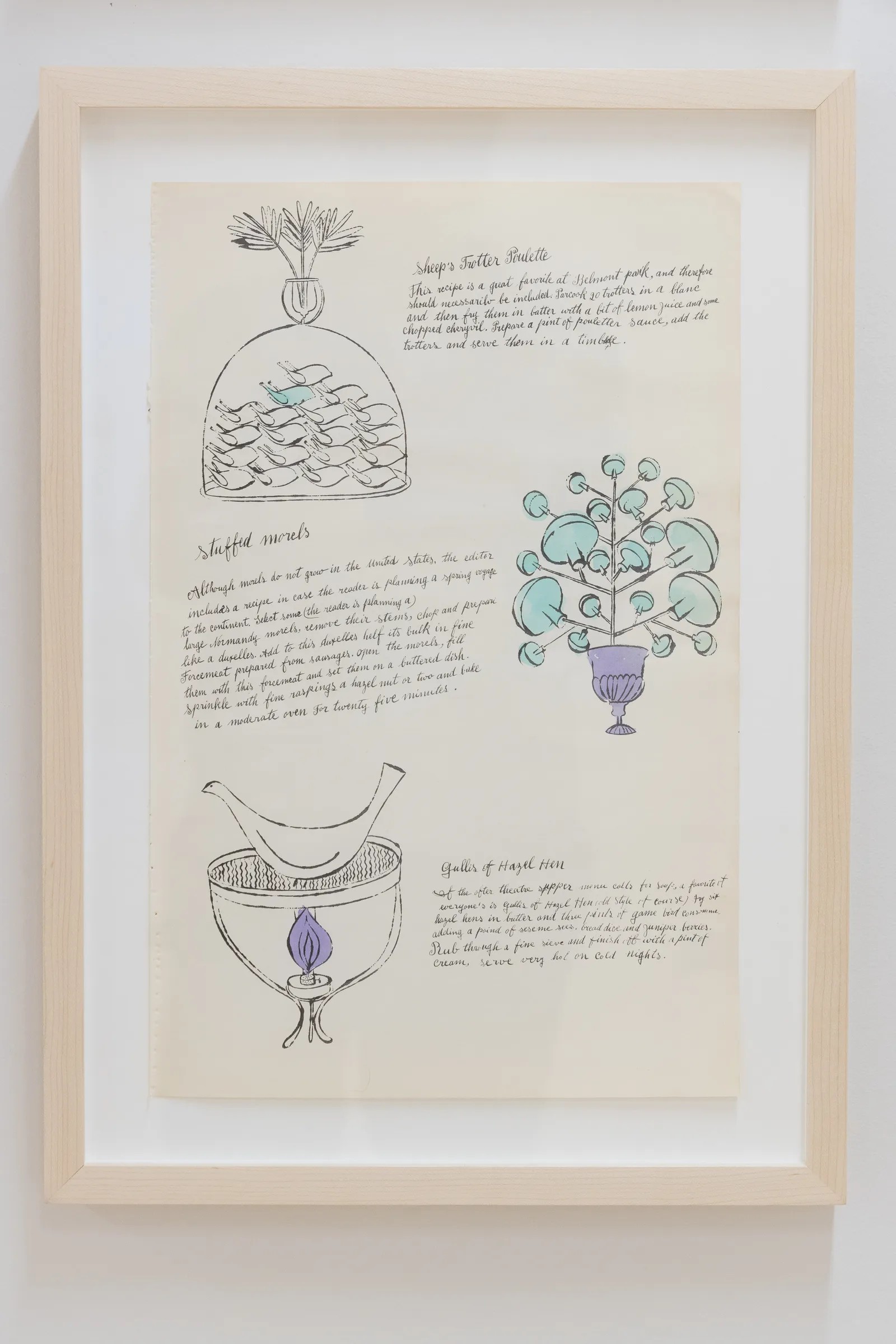 Andy Warhol - Sheep's Trotter Poulette, Stuffed Morels, Gullis Of Hazel Hen F.S. IV 142A, from Wild Raspberries, 1959, Off...