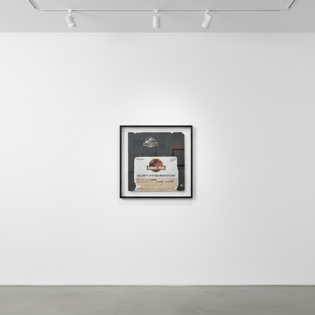 Arlo Sinclair - Jurassic Park: Reboot Disk, 2024, Acrylic / Aluminium / Paper / Hand Painted Label
Signed and individually...