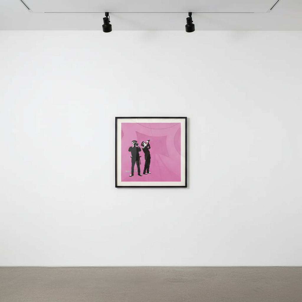 Banksy - Avon and Somerset Constabulary (pink), 2001, Acrylic and spray paint on canvas