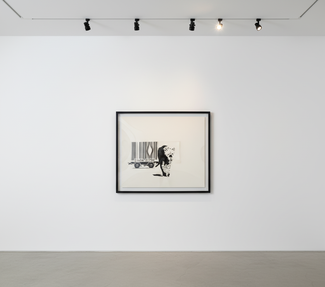 Banksy - Barcode Leopard, 2002, Spray paint and emulsion on canvas