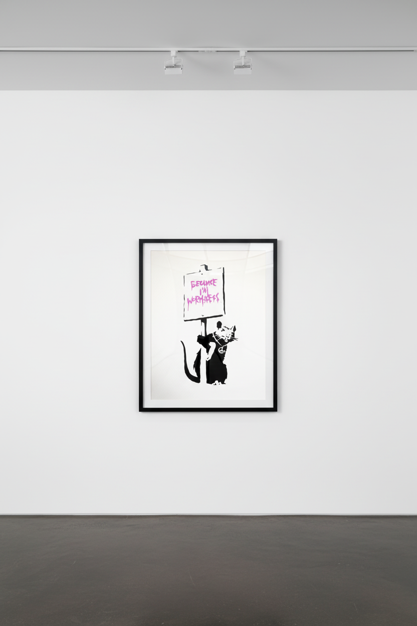 Banksy - Because I'm Worthless (Pink) (Unsigned), 2004, Screen print