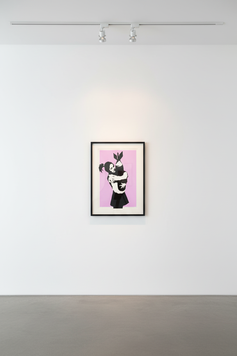 Banksy - Bomb Hugger  (Signed), 2003, Screen print
Signed and numbered