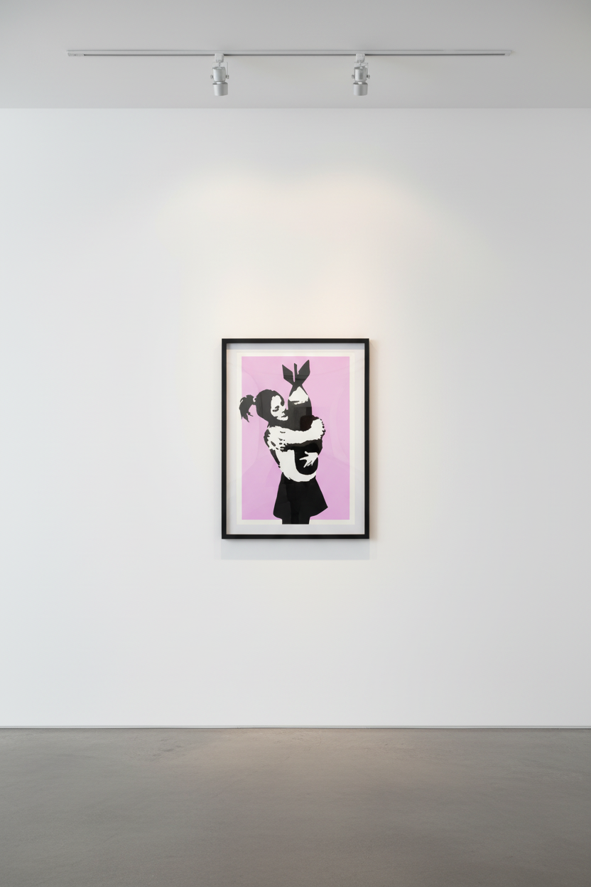 Banksy - Bomb Hugger (Unsigned), 2003, Screen print
Unsigned, Numbered