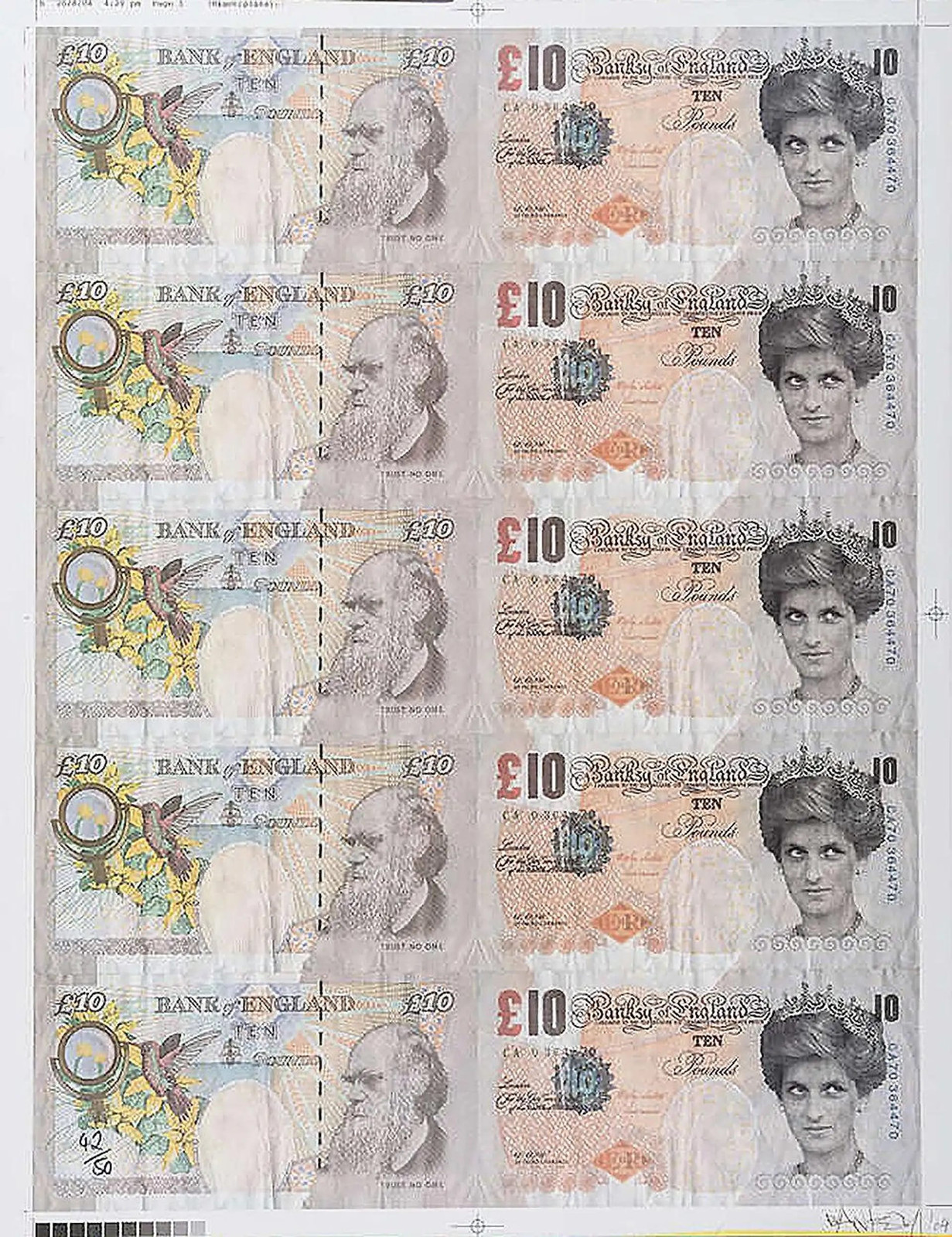 Banksy - DiFaced Tenners (Signed), 2004, Lithograph