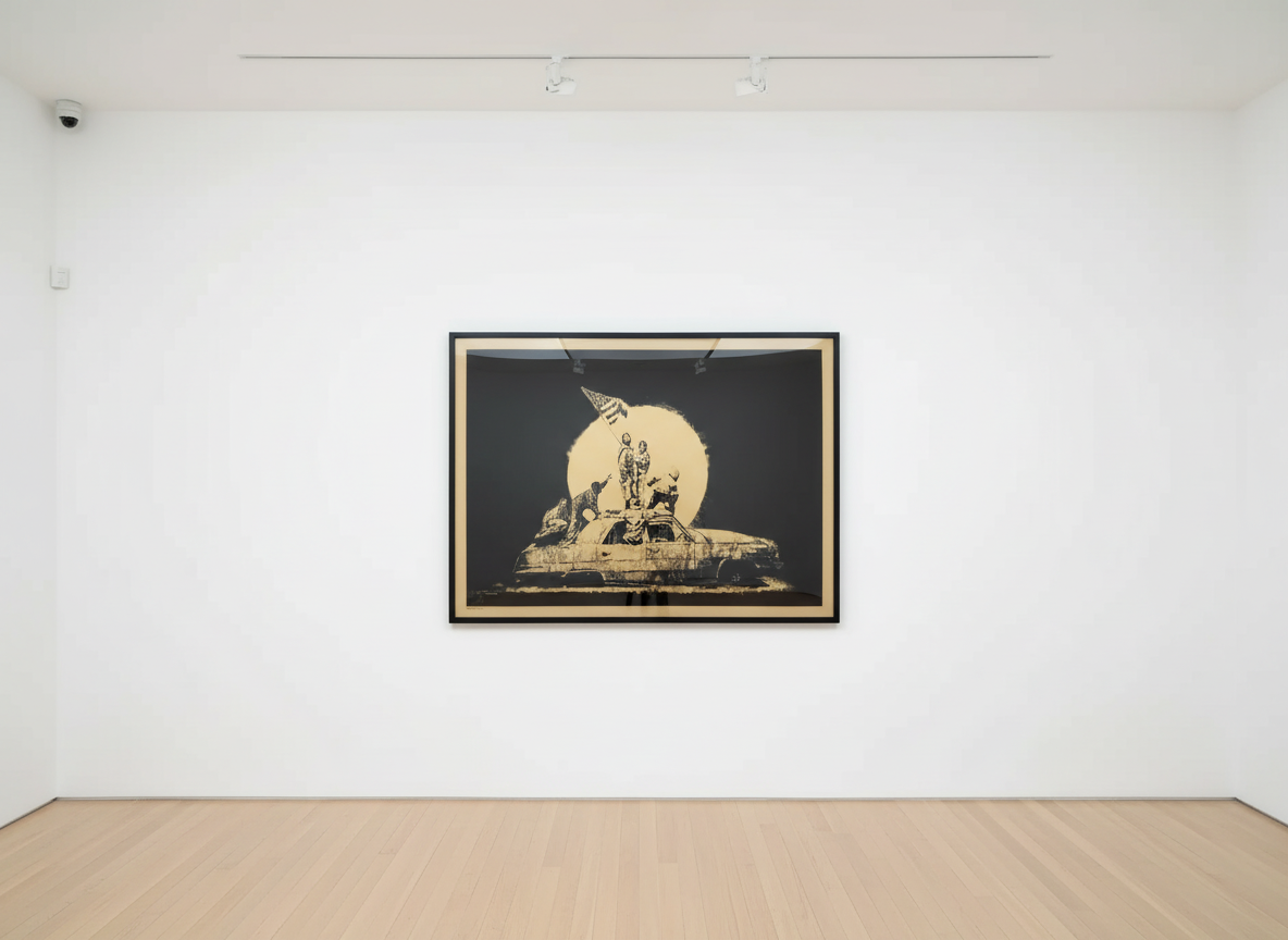 Banksy - Flag (Gold) (Signed), 2006, Screen print