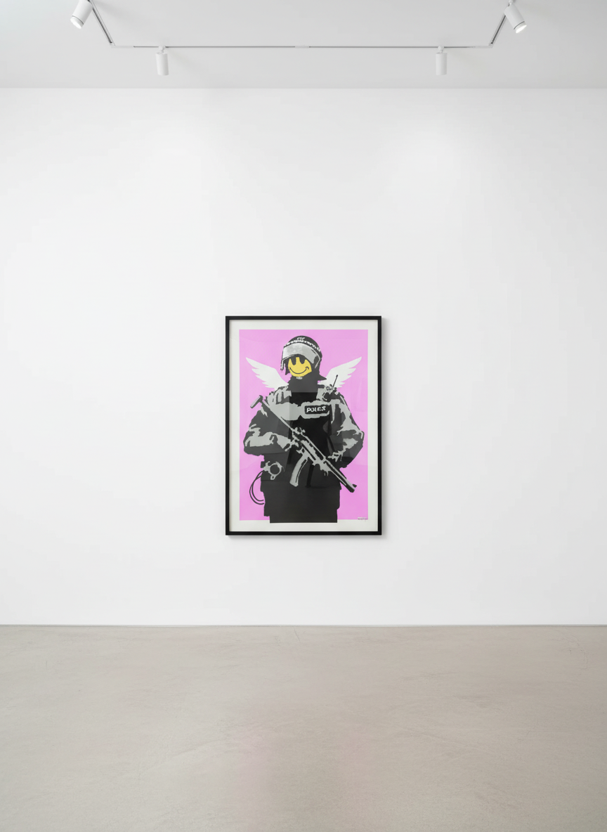 Banksy - Flying Copper Pink (Signed), 2004, Screen print