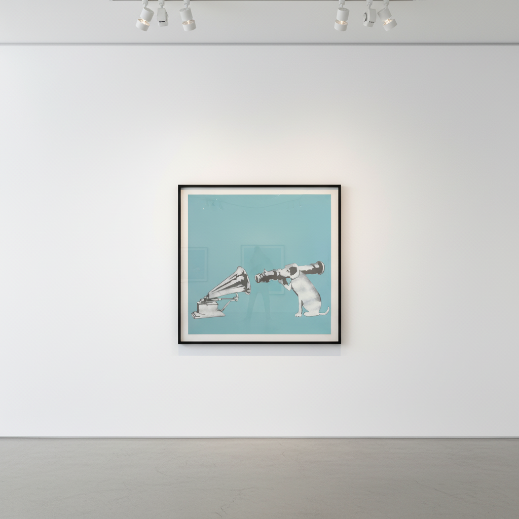 Banksy - HMV Dog, 2000, Spray paint and emulsion on canvas