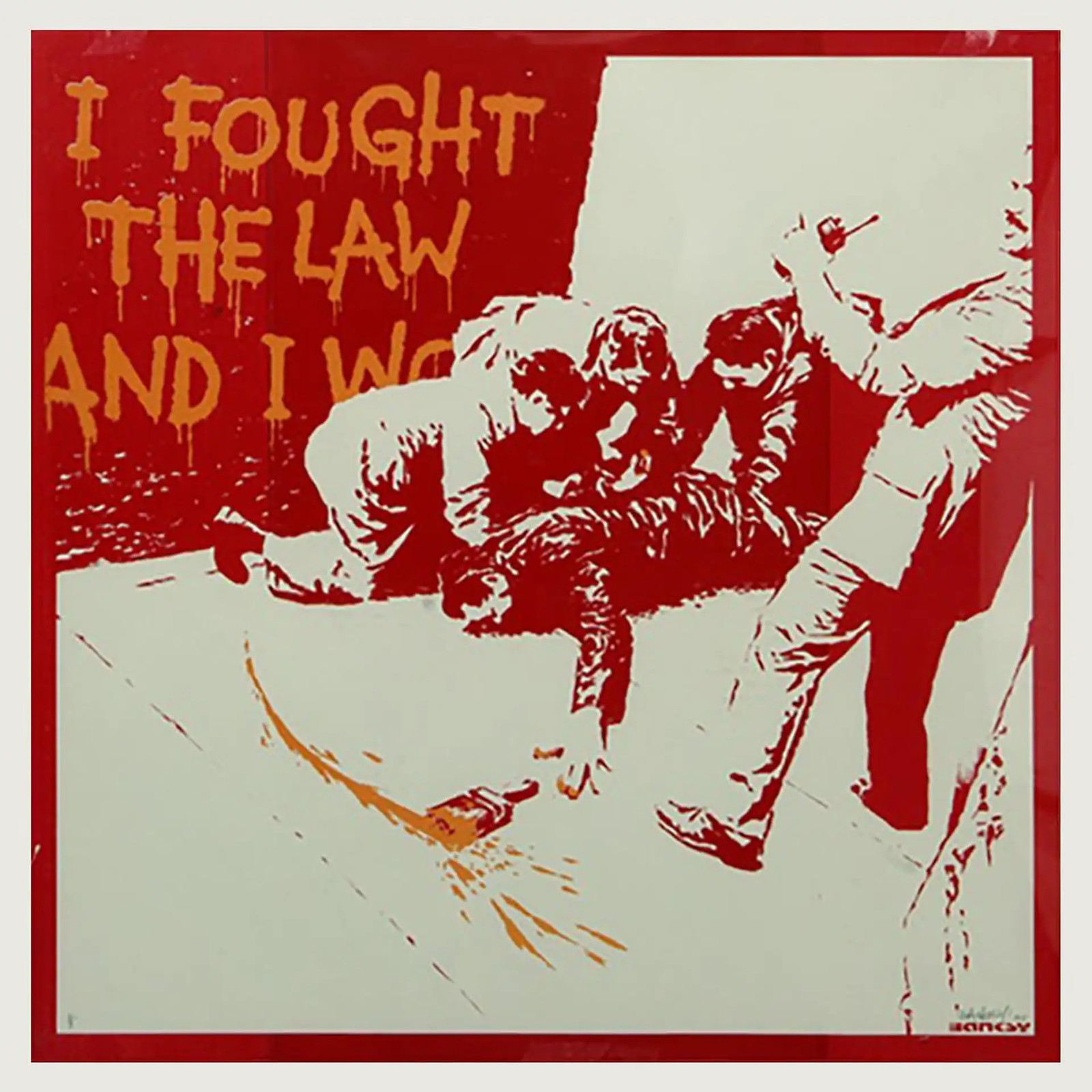 Banksy - I Fought The Law (AP Orange) (Signed), 2004, Screen print
