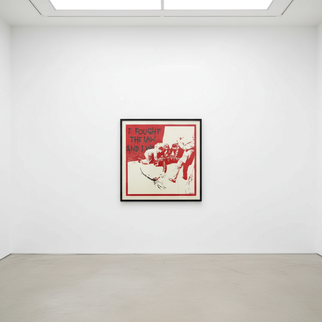 Banksy - I Fought The Law (AP Red) (Signed), 2004, Screen print