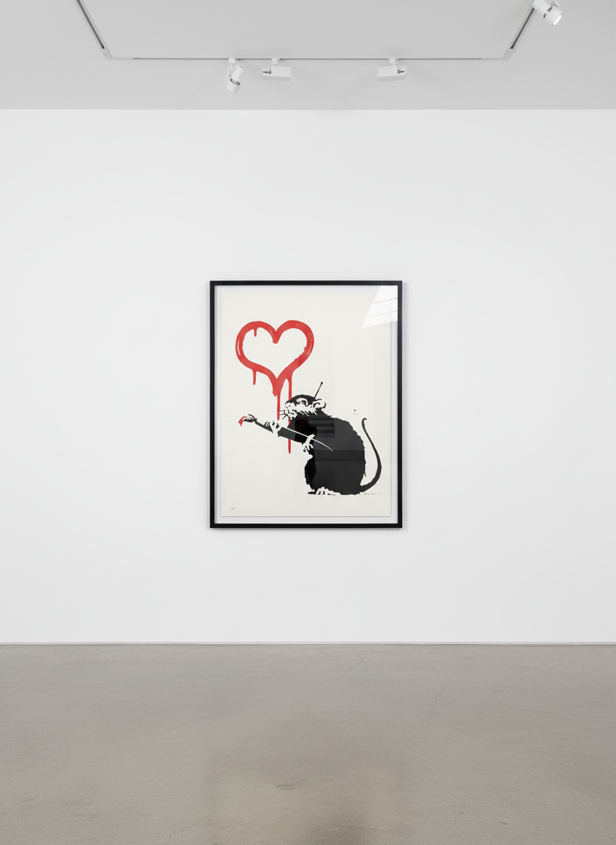 Banksy - Love Rat (Signed), 2004, Screen print 
Signed and numbered