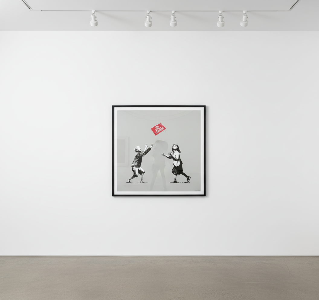 Banksy - No Ball Games Grey, 2009, Screen print
Signed and numbered