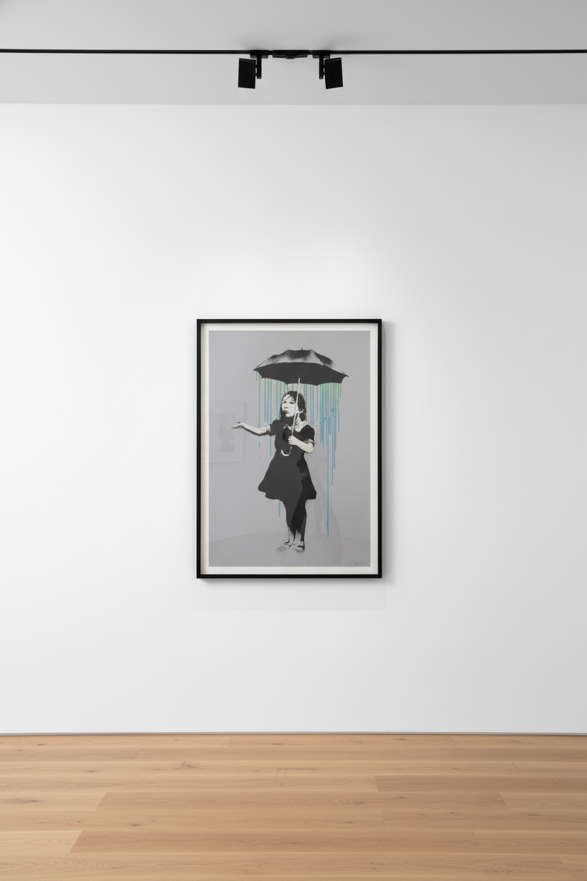 Banksy - Nola Umbrella Girl Blue Green, 2008, Screen print