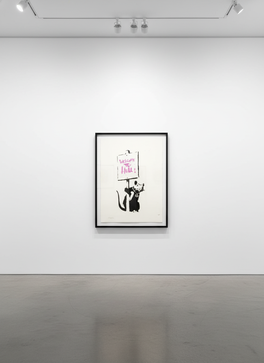 Banksy - Welcome To Hell (Pink), 2004, Screen print
Signed