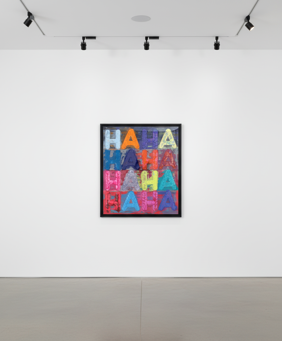 Mel Bochner - Haha, 2024, Monoprint in oil with collage, engraving and embossment on handmade paper