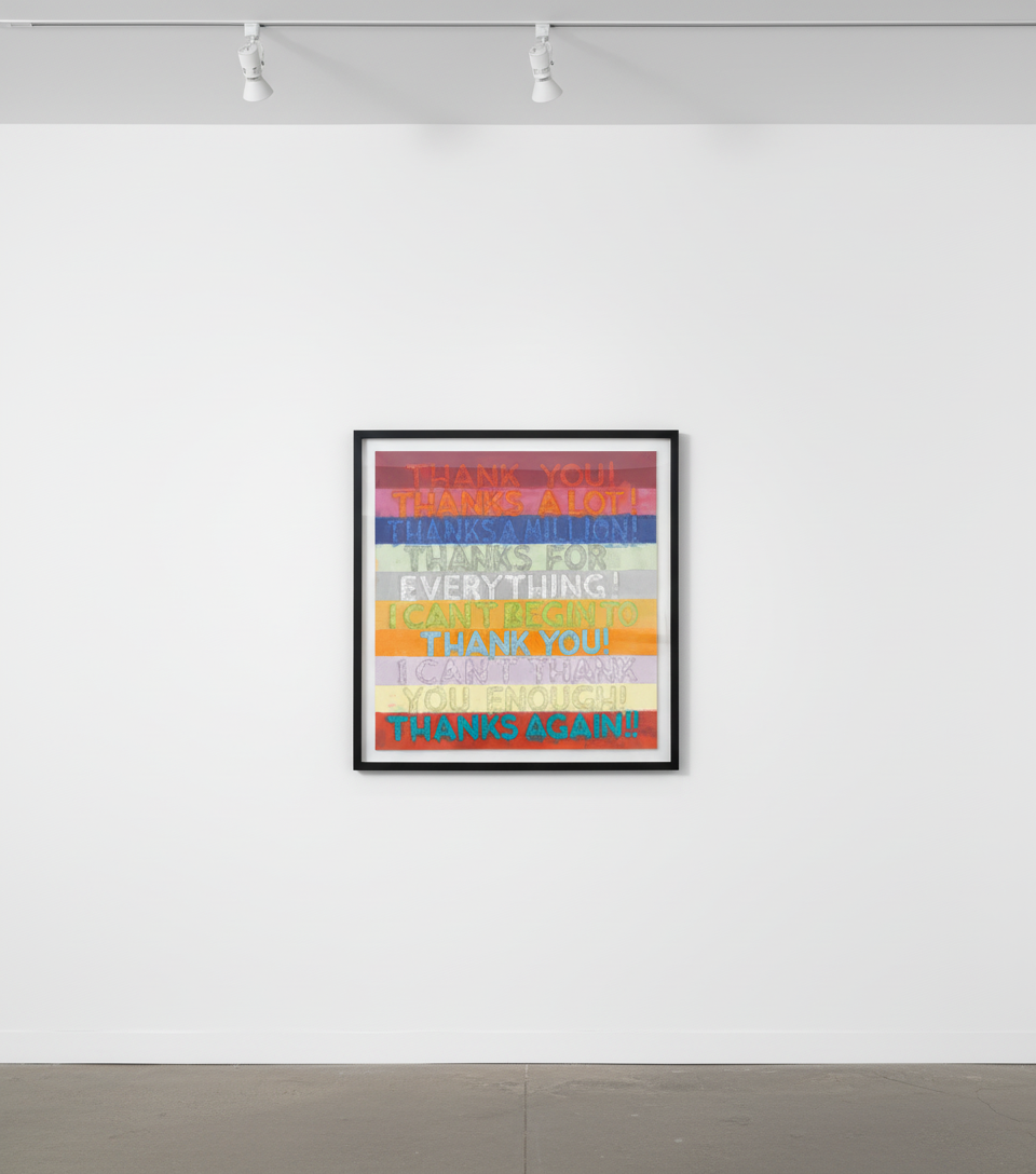 Mel Bochner - Thank You, Monoprint in oil with collage, engraving and embossment on handmade paper