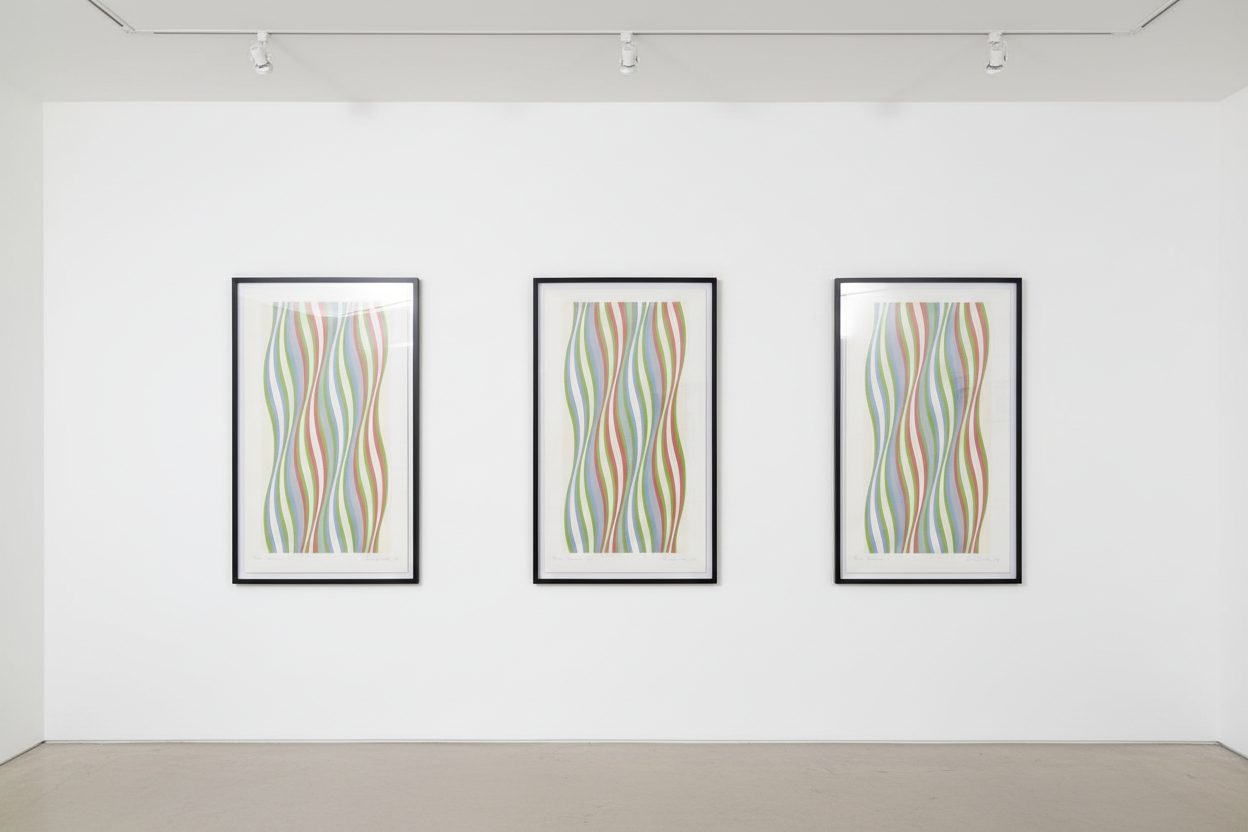 Bridget Riley - Green Dominance, Blue Dominance, Red Dominance, 1977, Screenprint