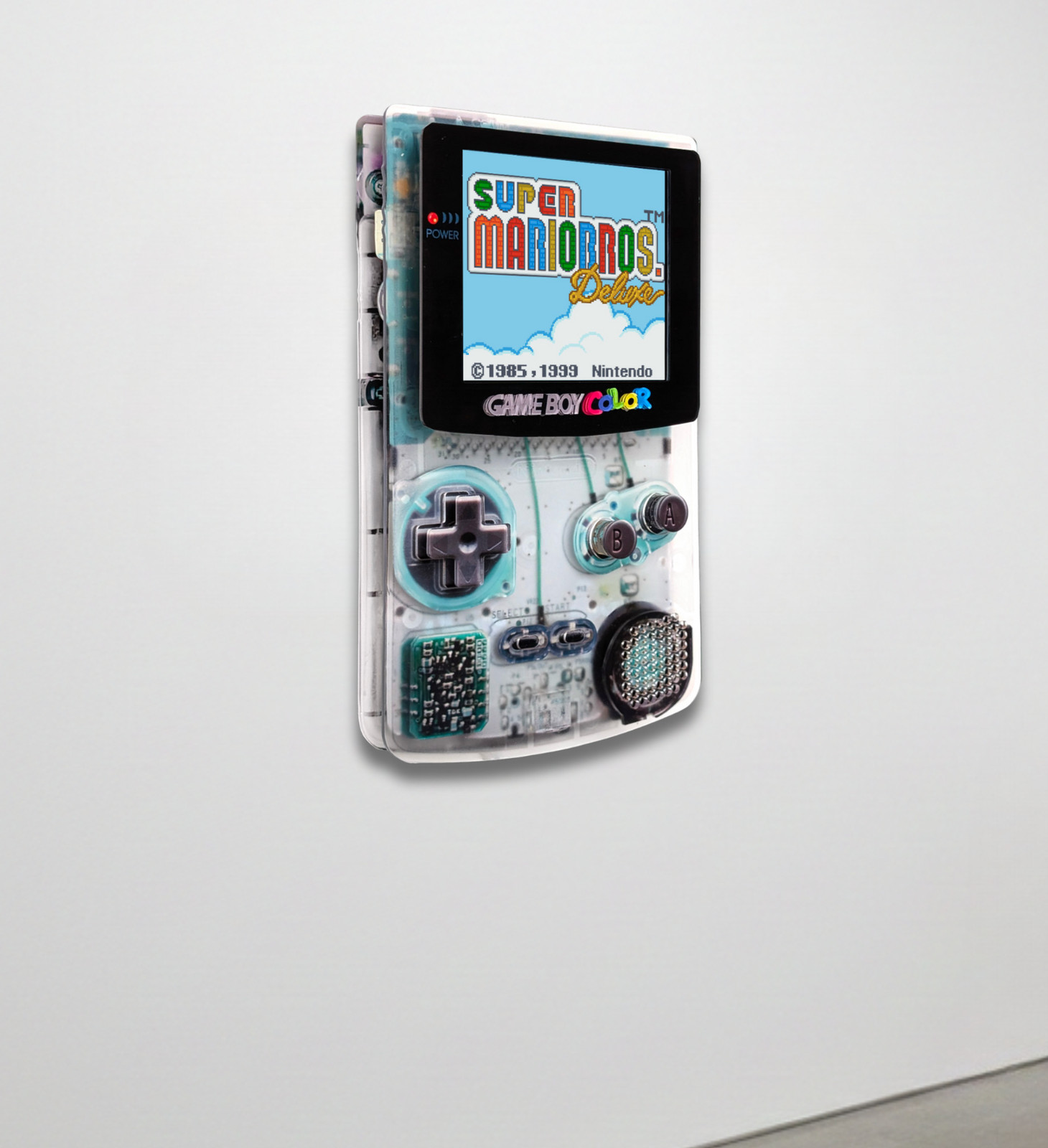 Connor Gottfried - Opaque (Chromatic Ice), 2025, Acrylic with clear layer, 8" IPS panel, Raspberry Pi 4b, Super Mario Delu...