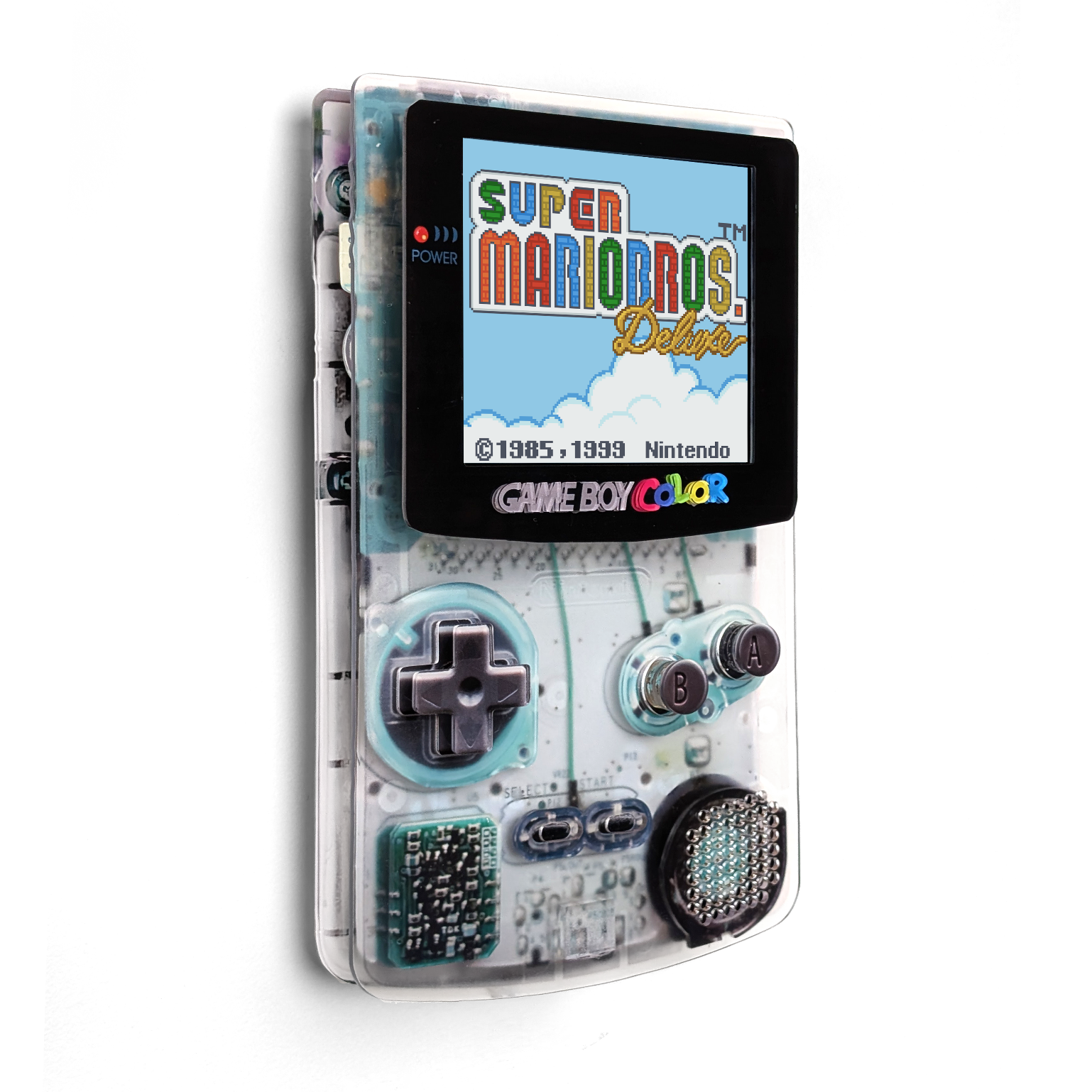 Connor Gottfried - Opaque (Turquoise), 2025, Acrylic with clear layer, 8" IPS panel, Raspberry Pi 4b, Super Mario Del...