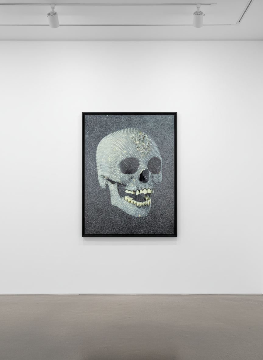 Damien Hirst - For The Love Of God, Laugh, 2007, Silkscreen print with glazes and diamond dust on paper