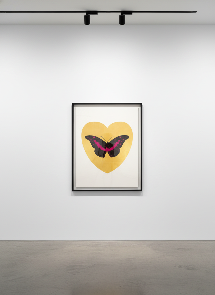 Damien Hirst - I Love You (Gold Leaf, Black, Fuschia), 2015, Silkscreen and 2 colour foil block on Somerset Satin 410gsm