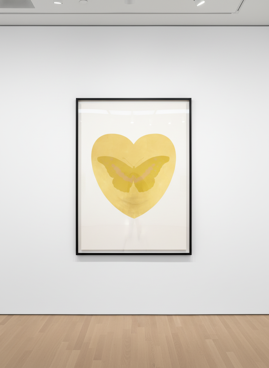 Damien Hirst - I Love You (Gold Leaf, Oriental Gold, Cool Gold), 2015, Silkscreen and 2 colour foil block on Somerset Sati...